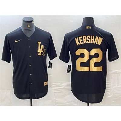 Men Los Angeles Dodgers 22 Clayton KershaW Black Cool Base Stitched Baseball Jersey