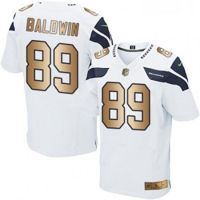 Mens Nike Seattle Seahawks 89 Doug Baldwin Elite WhiteGold NFL Jersey