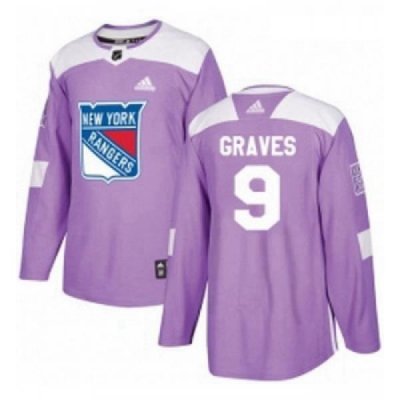 Youth Adidas New York Rangers 9 Adam Graves Authentic Purple Fights Cancer Practice NHL Jersey