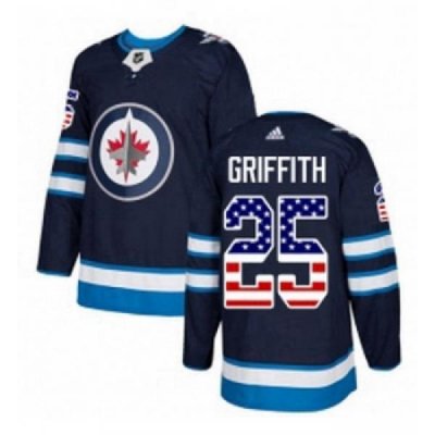 Youth Adidas Winnipeg Jets 25 Seth Griffith Authentic Navy Blue USA Flag Fashion NHL Jersey