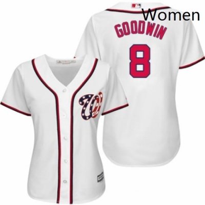 Womens Majestic Washington Nationals 8 Brian Goodwin Authentic White Home Cool Base MLB Jersey