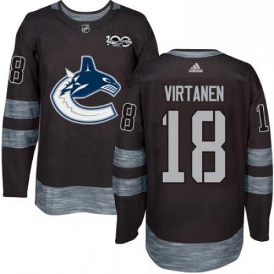 Mens Adidas Vancouver Canucks 18 Jake Virtanen Premier Black 1917 2017 100th Anniversary NHL Jersey