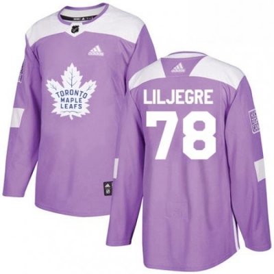 Mens Adidas Toronto Maple Leafs 78 Timothy Liljegren Authentic Purple Fights Cancer Practice NHL Jersey