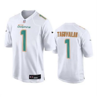 Men Miami Dolphins 1 Tua Tagovailoa White Fashion Vapor Untouchable Stitched Football Jersey