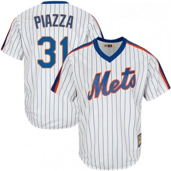 Mens Majestic New York Mets 31 Mike Piazza Authentic White Cooperstown MLB Jersey