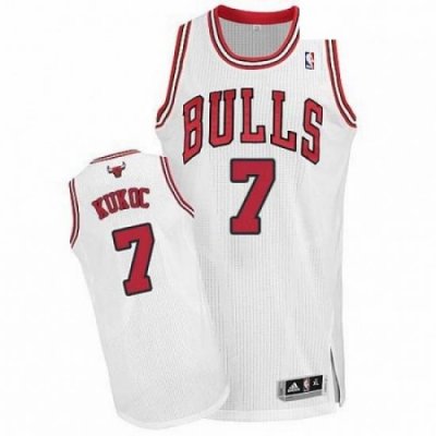 Mens Adidas Chicago Bulls 7 Tony Kukoc Authentic White Home NBA Jersey