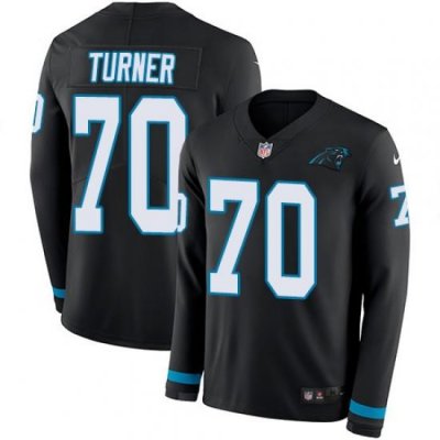 Nike Panthers #70 Trai Turner Black Team Color Men Stitched NFL Limited Therma Long Sleeve Jersey