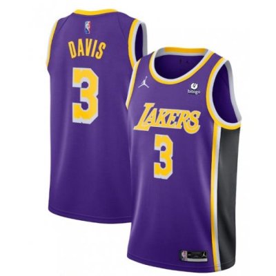 Men Los Angeles Lakers 3 Anthony Davis Purple 75th Anniversary Stitched Jersey