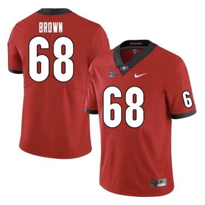 Men #68 Chris Brown Georgia Bulldogs College Football Jerseys Sale-Red