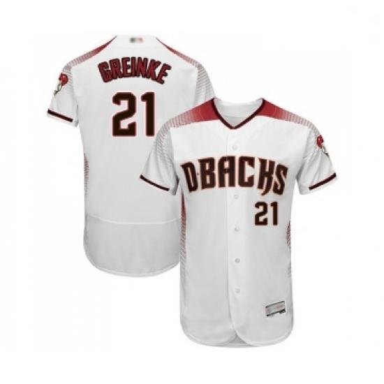 Mens Arizona Diamondbacks 21 Zack Greinke White Home Authentic Collection Flex Base Baseball Jersey