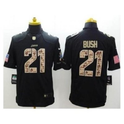 Nike Detroit Lions 21 Reggie Bush Black Limited Salute to Service NFL Jersey