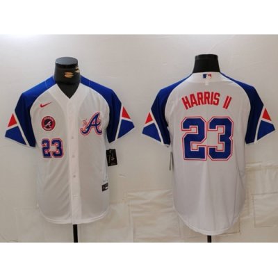 MLB Braves 23 Harris II White City Connect Cool Base Men Jersey 9