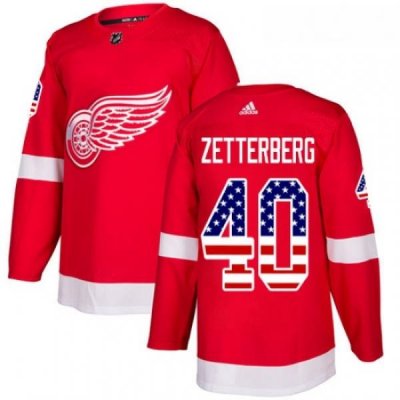 Youth Adidas Detroit Red Wings 40 Henrik Zetterberg Authentic Red USA Flag Fashion NHL Jersey