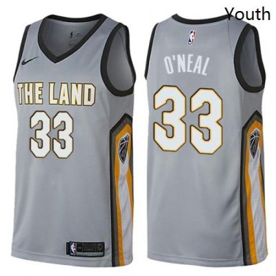 Youth Nike Cleveland Cavaliers 33 Shaquille ONeal Swingman Gray NBA Jersey City Edition