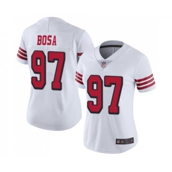 Women's San Francisco 49ers #97 Nick Bosa Limited White Rush Vapor Untouchable Limited Football Jersey