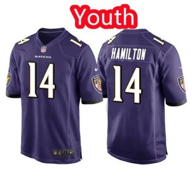 Youth Baltimore Ravens 14 Kyle Hamilton Purple Stitched Jersey