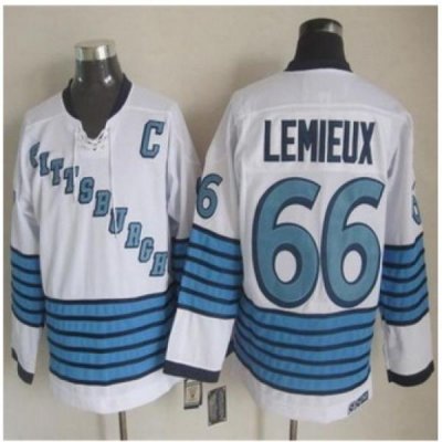 Pittsburgh Penguins #66 Mario Lemieux White-Light Blue CCM Throwback Stitched NHL jersey