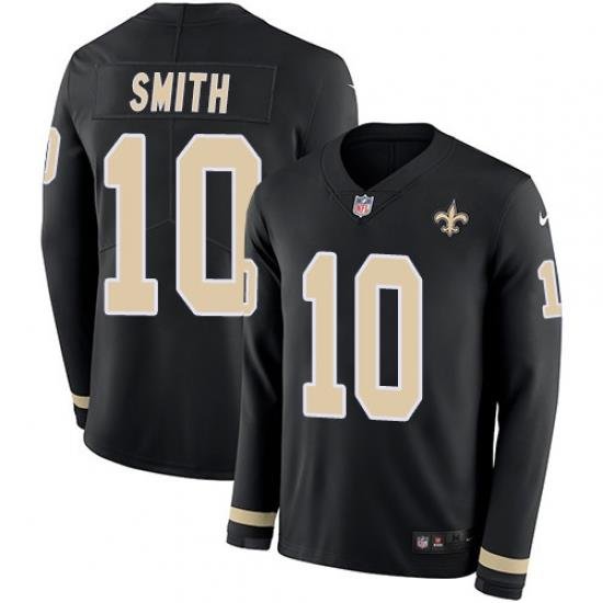 Nike Saints #10 Tre 27Quan Smith Black Team Color Men Stitched NFL Limited Therma Long Sleeve Jersey