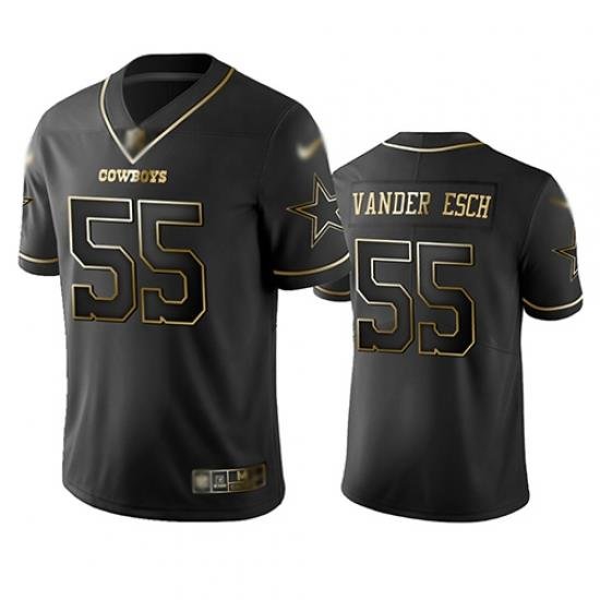 Cowboys 55 Leighton Vander Esch Black Men Stitched Football Limited Golden Edition Jersey