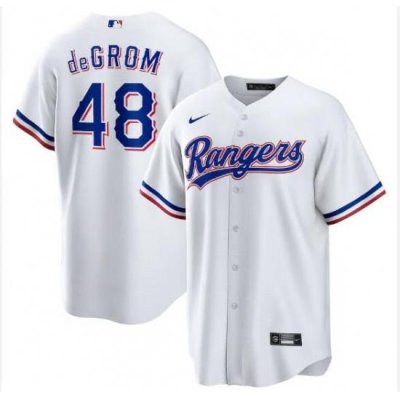 Men's Texas Rangers Jacob deGrom #348 Nike White Stitched Player Jersey