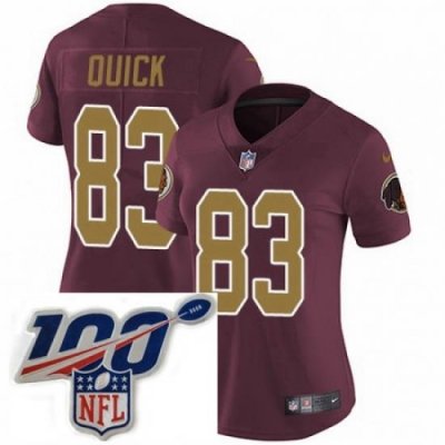 Womens Nike Washington Redskins 83 Brian Quick Burgundy RedGold Number Alternate 80TH Anniversary Vapor Untouchable Limited Stitched 100th anniversary Neck