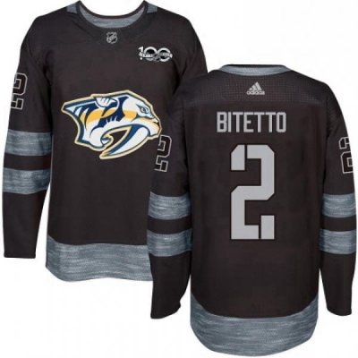 Mens Adidas Nashville Predators 2 Anthony Bitetto Authentic Black 1917 2017 100th Anniversary NHL Jersey