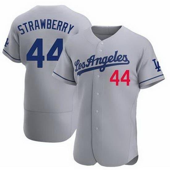 Men Nike Los Angeles Dodgers Darryl StraWberry #44 Gray Flex Base Stitched MLB Jersey