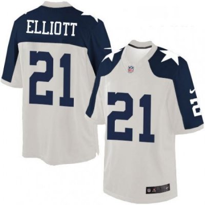 Youth Nike Dallas CoWboys 21 Ezekiel Elliott Limited White ThroWback Alternate NFL Jersey