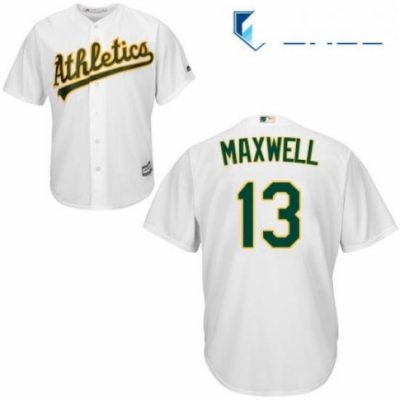 Youth Majestic Oakland Athletics 13 Bruce Maxwell Authentic White Home Cool Base MLB Jersey