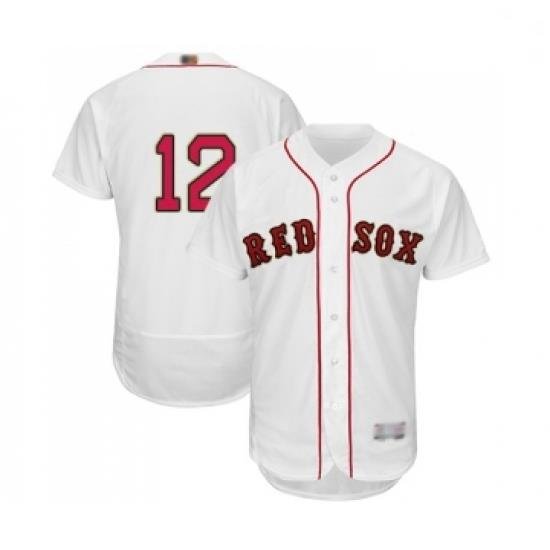 Mens Boston Red Sox 12 Brock Holt White 2019 Gold Program Flex Base Authentic Collection Baseball Jersey