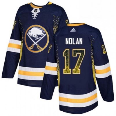 Mens Adidas Buffalo Sabres 17 Jordan Nolan Authentic Navy Blue Drift Fashion NHL Jersey