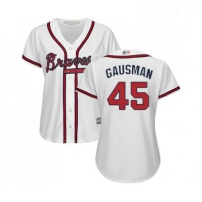 Womens Atlanta Braves 45 Kevin Gausman Replica White Home Cool Base Baseball Jersey