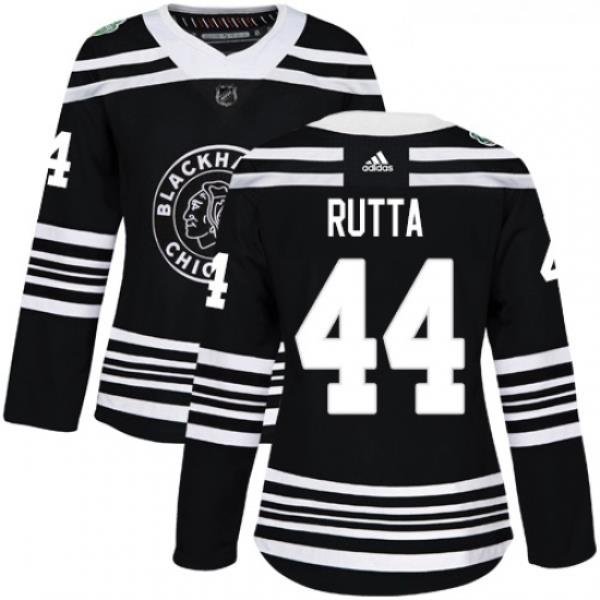 Womens Adidas Chicago Blackhawks 44 Jan Rutta Authentic Black 2019 Winter Classic NHL Jersey