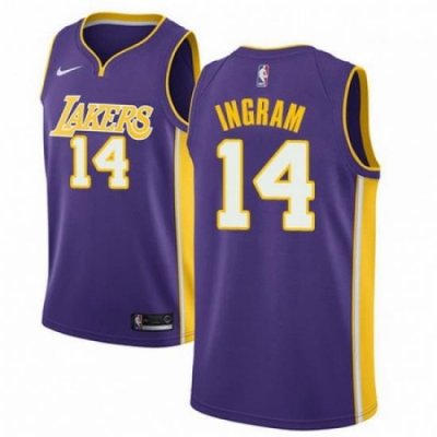 Mens Nike Los Angeles Lakers 14 Brandon Ingram Swingman Purple NBA Jersey Statement Edition