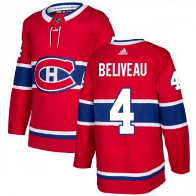 Youth Adidas Montreal Canadiens 4 Jean Beliveau Authentic Red Home NHL Jersey