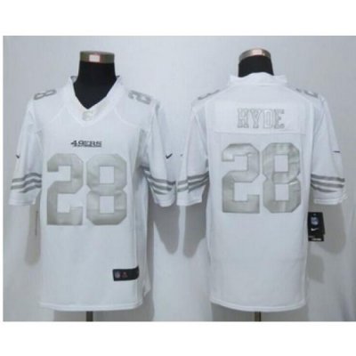 Nike San Francisco 49ers #28 Carlos Hyde White Mens Stitched NFL Limited Platinum Jersey