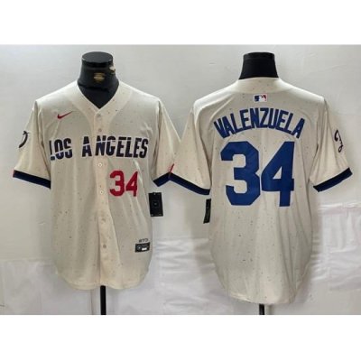 Men Los Angeles Dodgers 34 Toro Valenzuela Cream Stitched Baseball Jersey 6