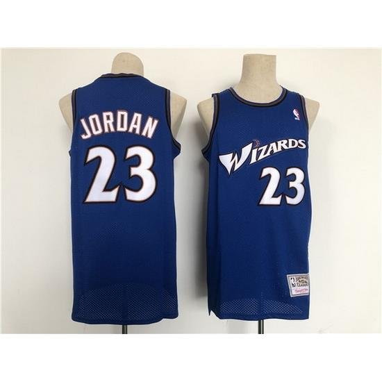 Men Washington Wizards 23 Michael Jordan Blue Throwback Stitched Jersey