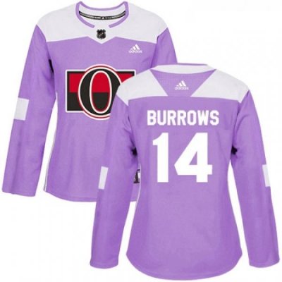 Womens Adidas Ottawa Senators 14 Alexandre Burrows Authentic Purple Fights Cancer Practice NHL Jersey