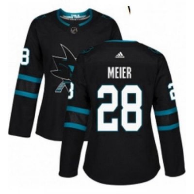 Womens Adidas San Jose Sharks 28 Timo Meier Premier Black Alternate NHL Jersey