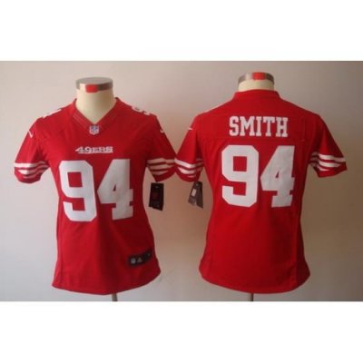 Women Nike San Francisco 49ers #94 Justin Smith Red Color[NIKE LIMITED Jersey]