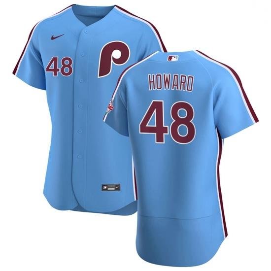 Philadelphia Phillies 48 Spencer HoWard Men Nike Light Blue Alternate 2020 Authentic Player MLB Jersey