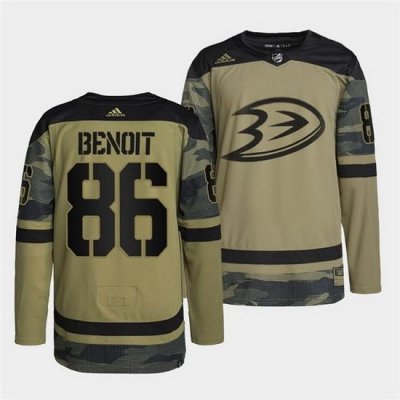 Men Anaheim Ducks 86 Simon Benoit 2022 Camo Military Appreciation Night Stitched jersey