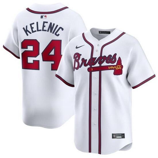 Men Atlanta Braves 24 Jarred Kelenic White 2024 Home Limited Stitched Baseball Jersey