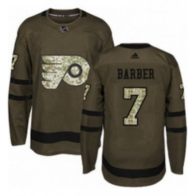 Mens Adidas Philadelphia Flyers 7 Bill Barber Authentic Green Salute to Service NHL Jersey