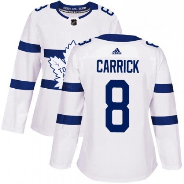 Womens Adidas Toronto Maple Leafs 8 Connor Carrick Authentic White 2018 Stadium Series NHL Jersey