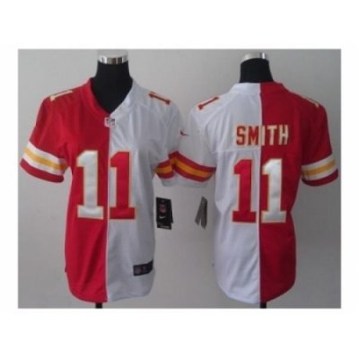 Nike women nfl jerseys kansas city chiefs #11 smith white-red[Elite split]