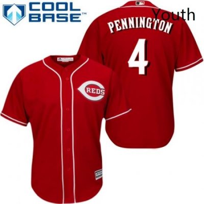 Youth Majestic Cincinnati Reds 4 Cliff Pennington Replica Red Alternate Cool Base MLB Jersey