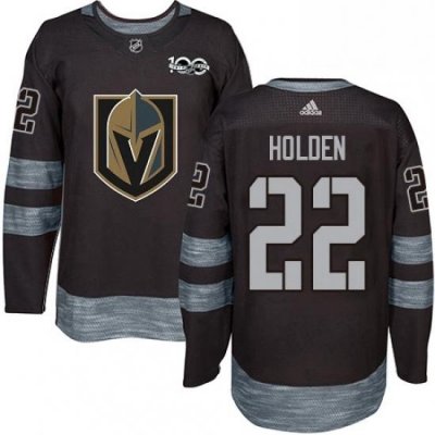 Mens Adidas Vegas Golden Knights 22 Nick Holden Authentic Black 1917 2017 100th Anniversary NHL Jersey