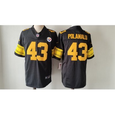 Men Pittsburgh Steelers 43 Troy Polamalu Black 2023 F U S E  Color Rush Vapor Untouchable Color Rish Limited Jersey